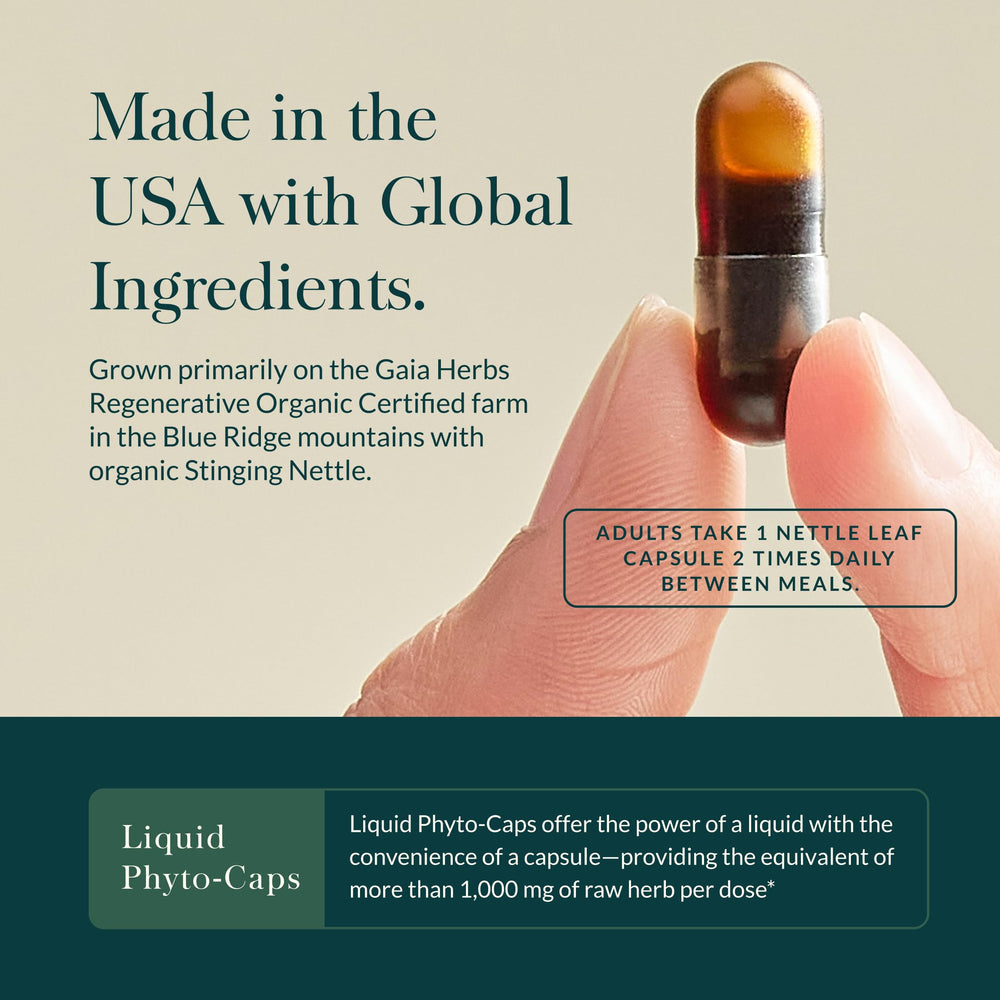 Gaia Herbs etiqueta con lista de ingredientes orgánicos y trazabilidad