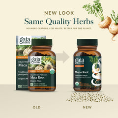 Gaia Herbs etiqueta con ingredientes orgánicos y certificaciones visibles