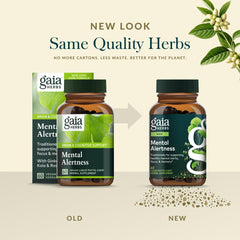 Gaia Herbs frasco abierto con cápsulas, conveniente para uso diario