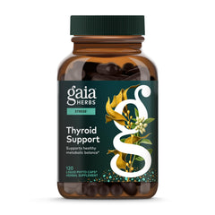 Gaia Herbs frasco delantero mostrando diseño y beneficios visibles