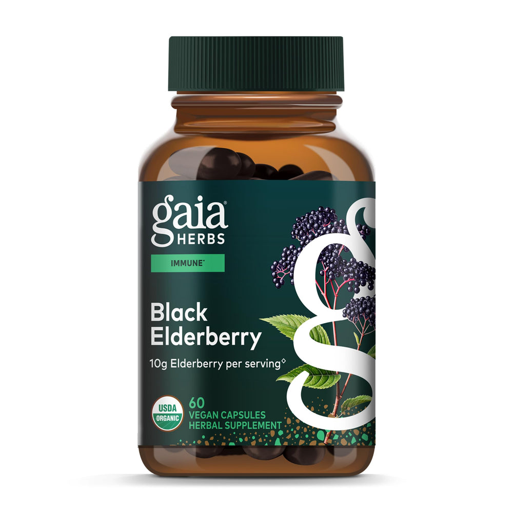 Gaia Herbs envase frontal que muestra el producto y su beneficio antioxidante
