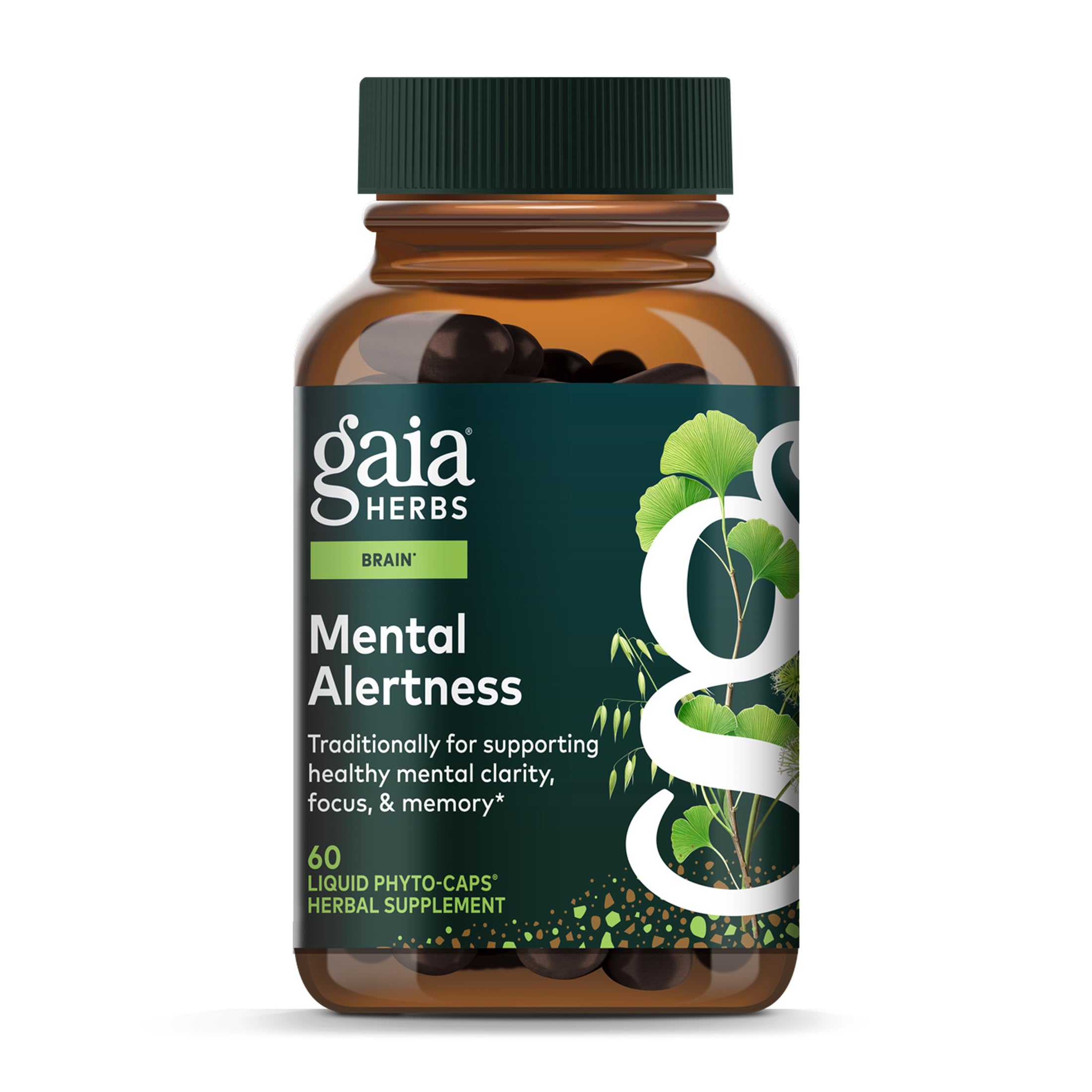 Gaia Herbs frente del envase mostrando diseño claro y confianza