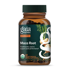 Gaia Herbs frontal del envase mostrando diseño y beneficio de energía natural