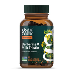 Gaia Herbs vista frontal del envase mostrando la fórmula y beneficios