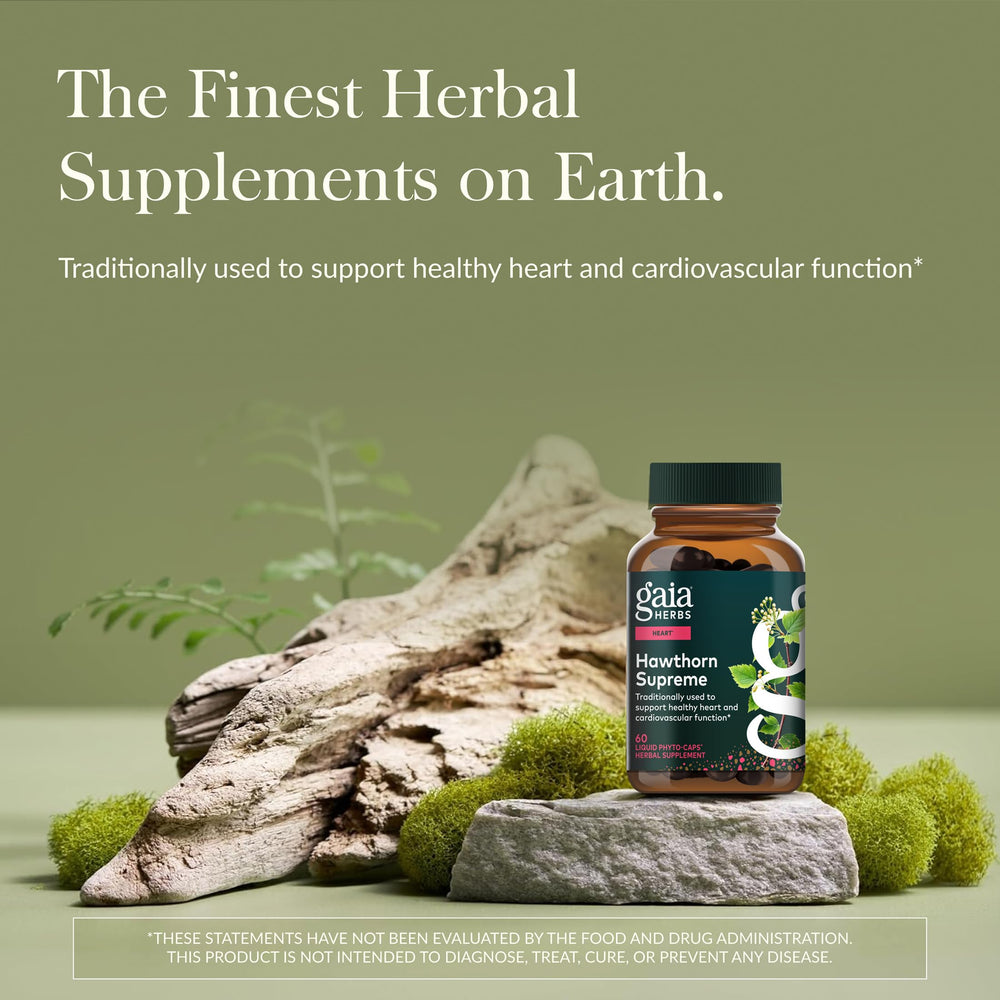 Gaia Herbs cápsulas veganas de Hawthorn Supreme detalle de textura y facilidad de ingestión