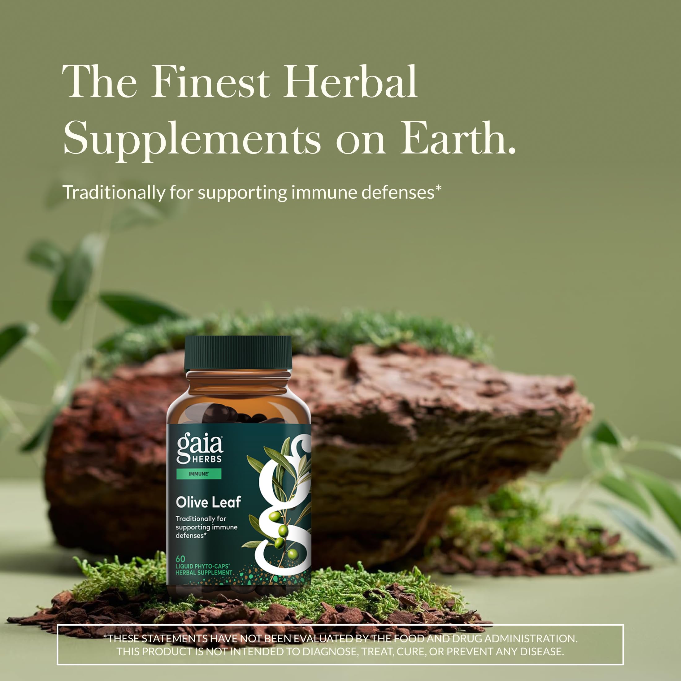 Gaia Herbs cápsulas veganas en primer plano para dosificación fácil