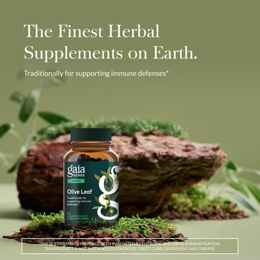 Gaia Herbs cápsulas veganas en primer plano para dosificación fácil