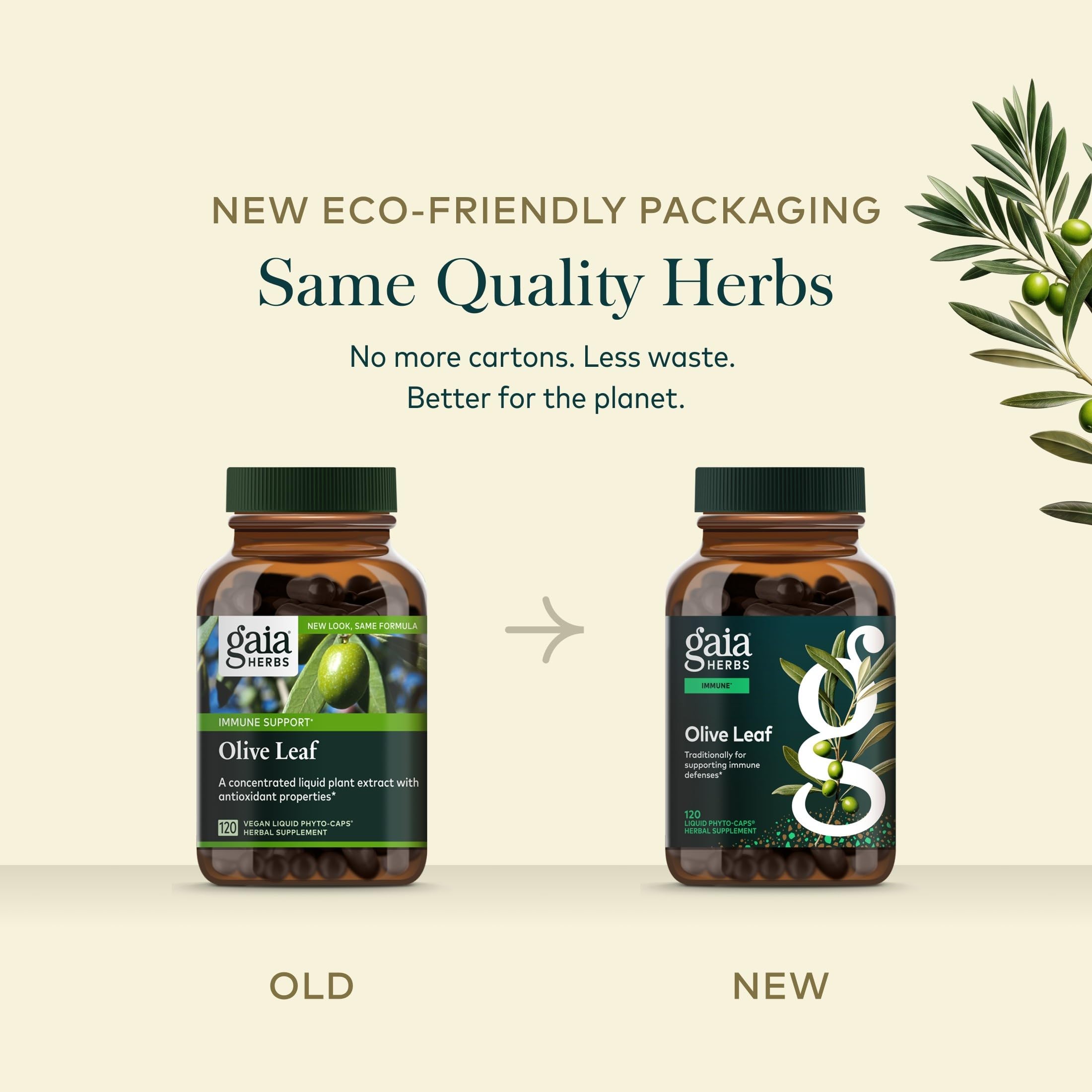 Gaia Herbs cápsula en mano mostrando dosis práctica y uso diario cómodo