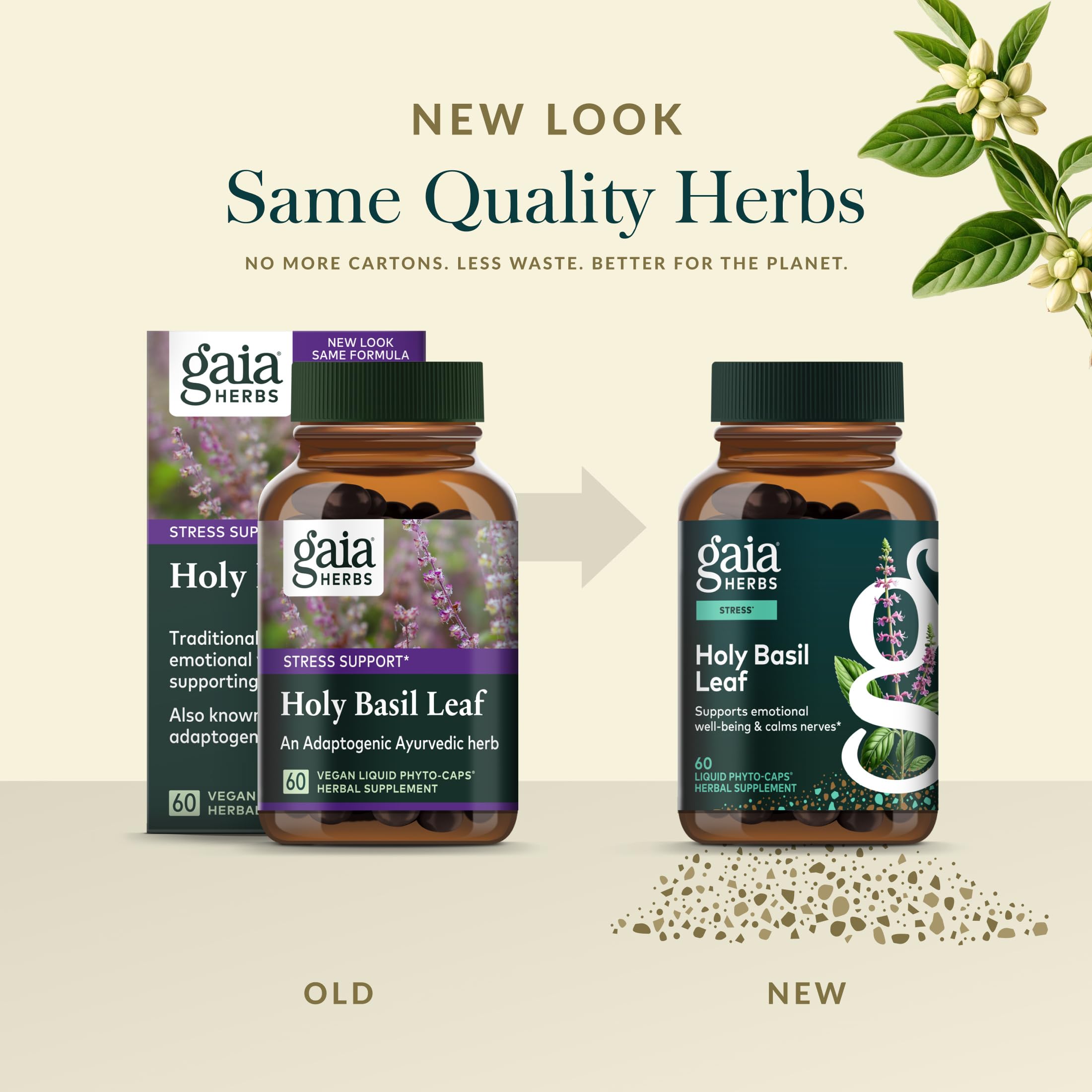 Gaia Herbs cápsula junto a una moneda para comparar tamaño práctico
