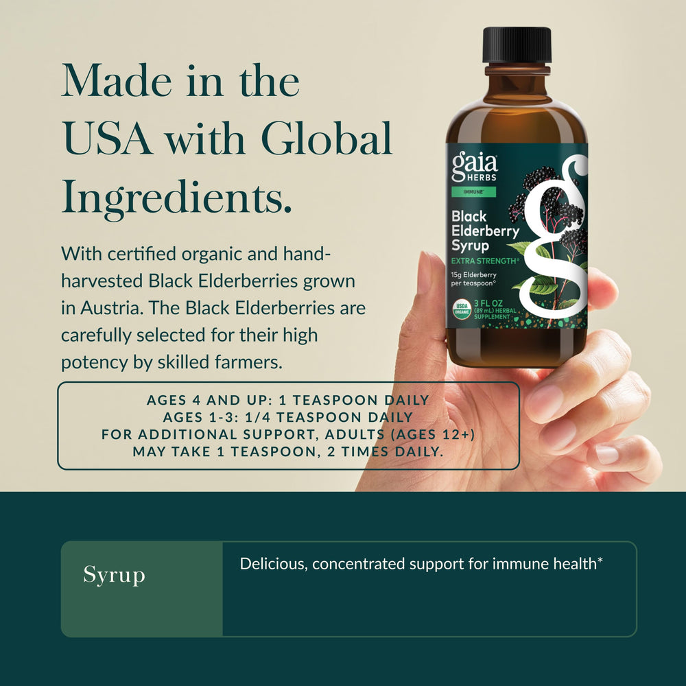 Gaia Herbs etiqueta con lista de ingredientes orgánicos y certificación USDA
