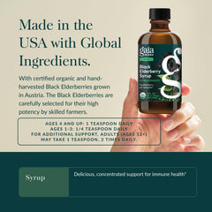 Gaia Herbs etiqueta con lista de ingredientes orgánicos y certificación USDA