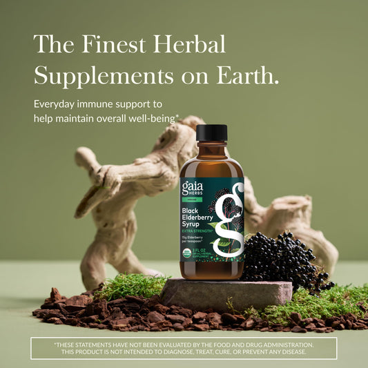 Gaia Herbs detalle de textura del jarabe para apreciar concentración y consistencia