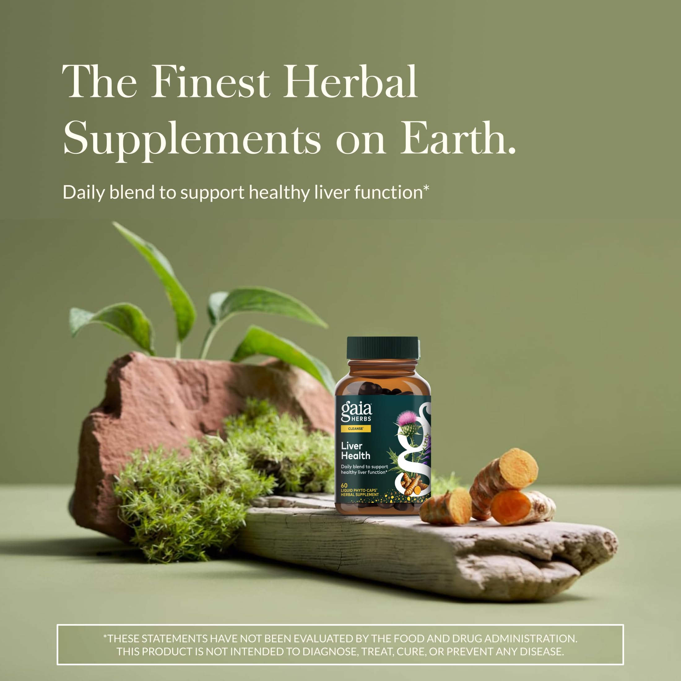Gaia Herbs detalle de etiqueta con ingredientes y garantía de calidad
