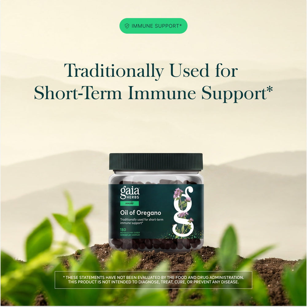 Detalle del aceite de orégano Gaia Herbs que conserva compuestos naturales
