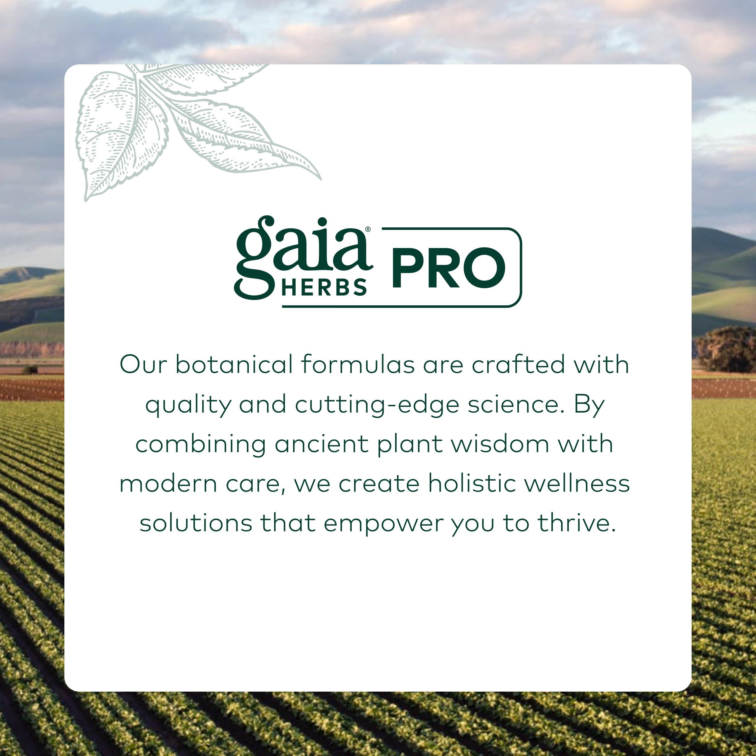 Gaia Herbs Pro ambientación en mesa con plantas que inspira confianza