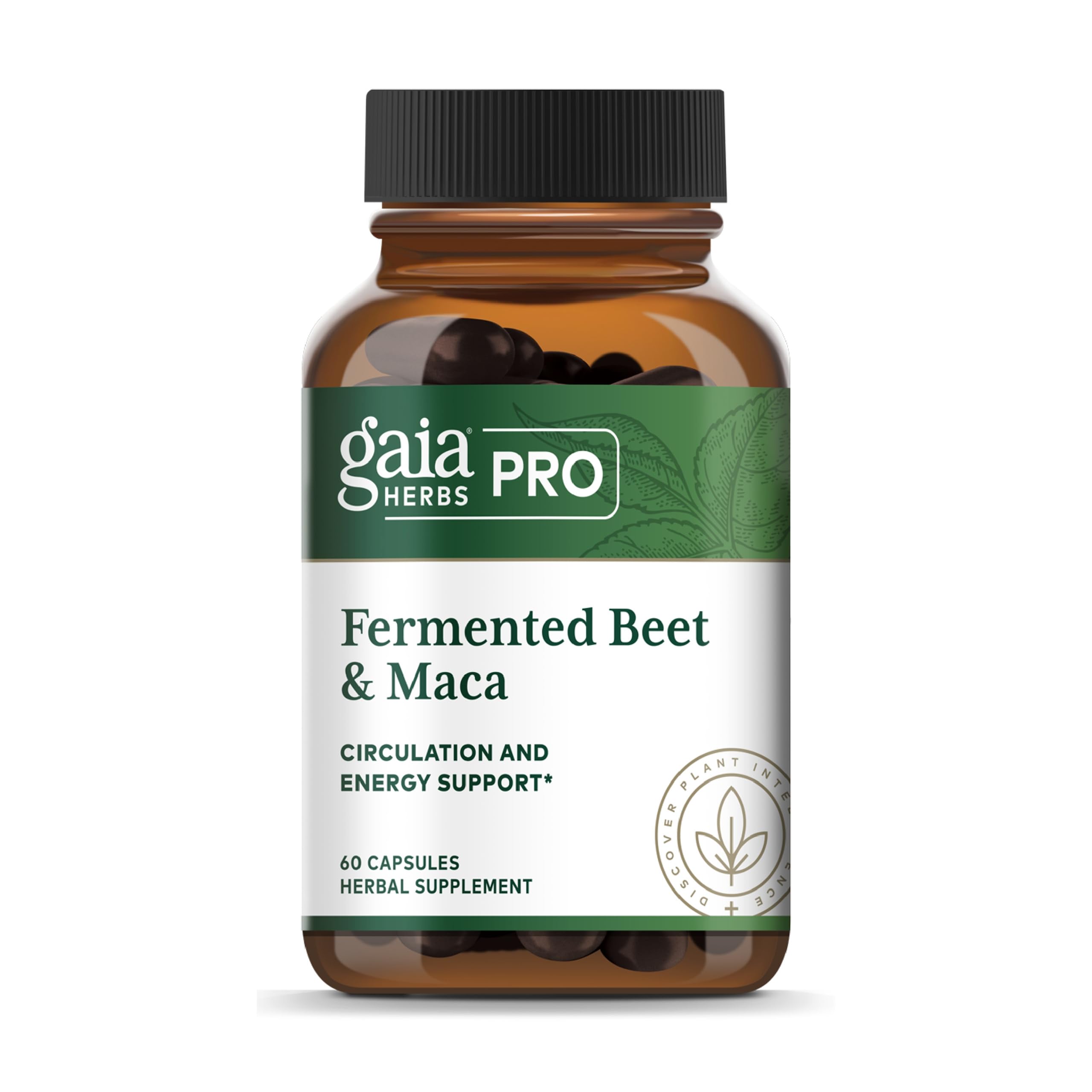 Gaia Herbs PRO frasco frontal mostrando diseño y beneficios claros