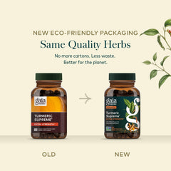 Gaia Herbs raíz de cúrcuma fresca indicando origen botánico
