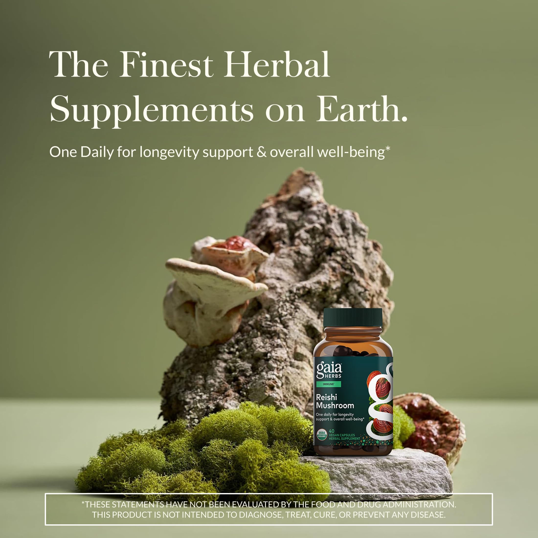 Gaia Herbs cápsulas veganas en primer plano, fácil de tomar