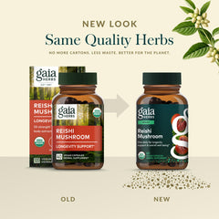 Gaia Herbs etiqueta con sellos de calidad y trazabilidad visibles