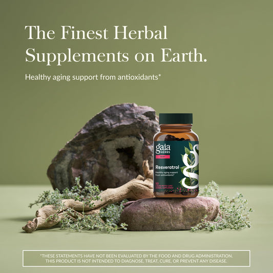 Gaia Herbs enfoque en la tabla nutricional y cantidad por porción