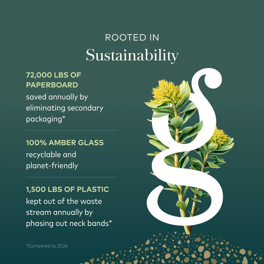 Gaia Herbs embalaje ecológico que subraya compromiso ambiental