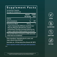 Gaia Herbs SleepThru cápsulas veganas líquidas detalle que muestra calidad