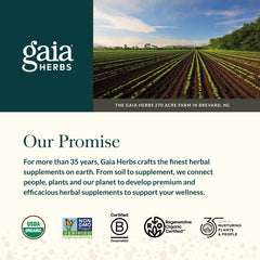 Gaia Herbs detalle de líquido vegetal resaltando pureza