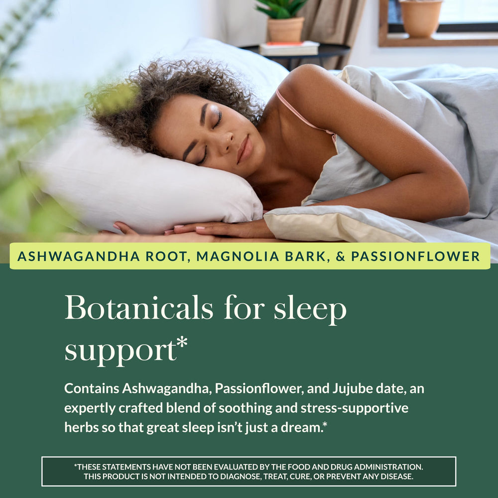 Gaia Herbs producto usado antes de dormir para favorecer la relajación