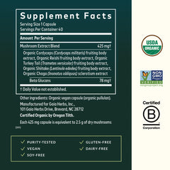 Gaia Herbs primer plano del polvo de extracto mostrando textura pura