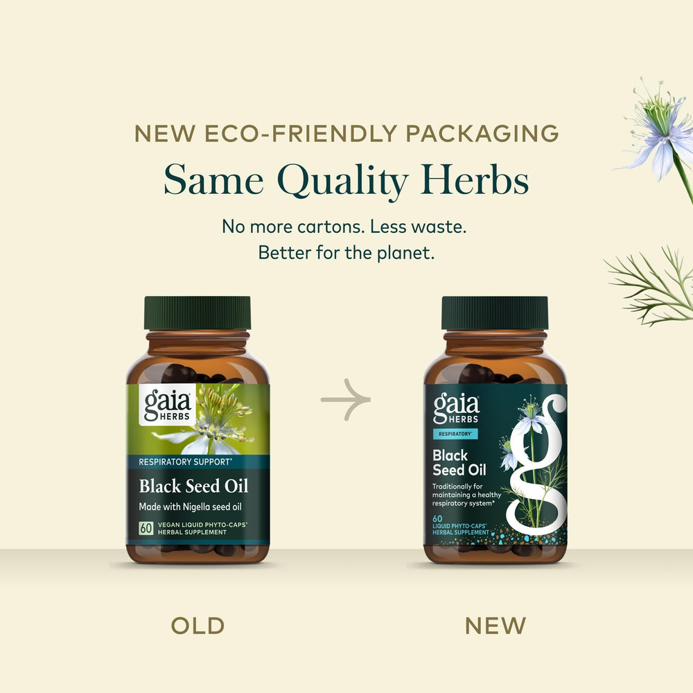 Gaia Herbs producto en mesa con otros suplementos para rutina diaria