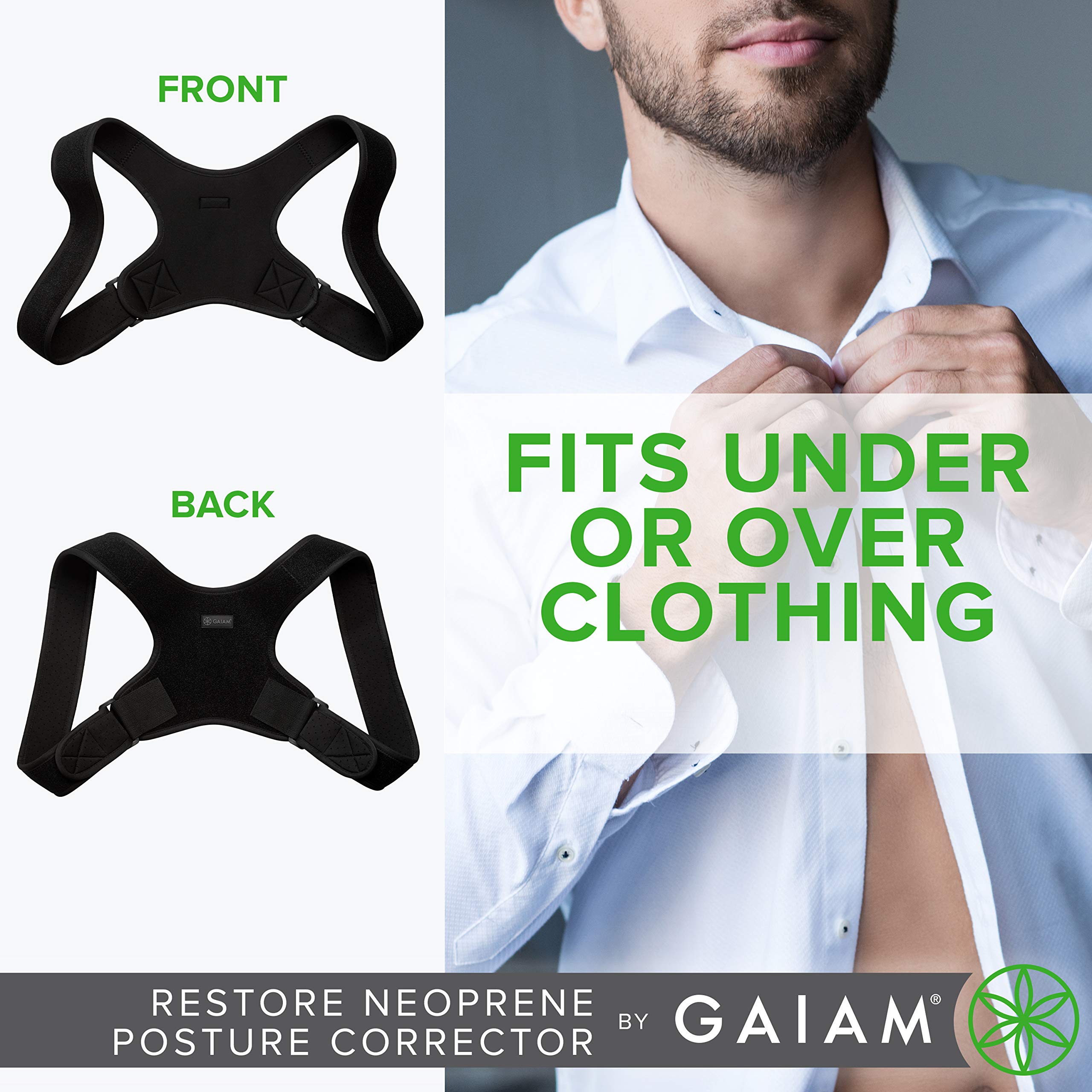 Gaiam comparación de escala mostrando cómo queda según talla