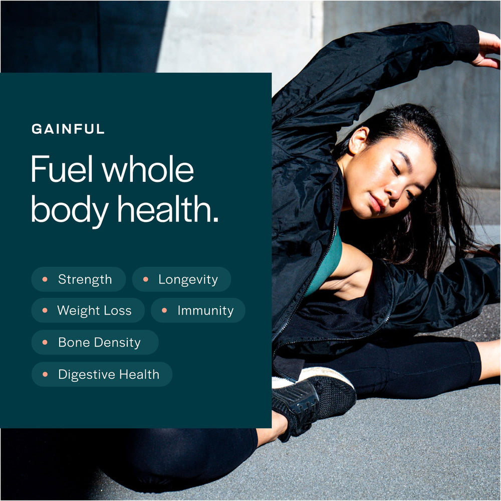 Gainful producto ambientado en gimnasio con botella, ideal para deportistas