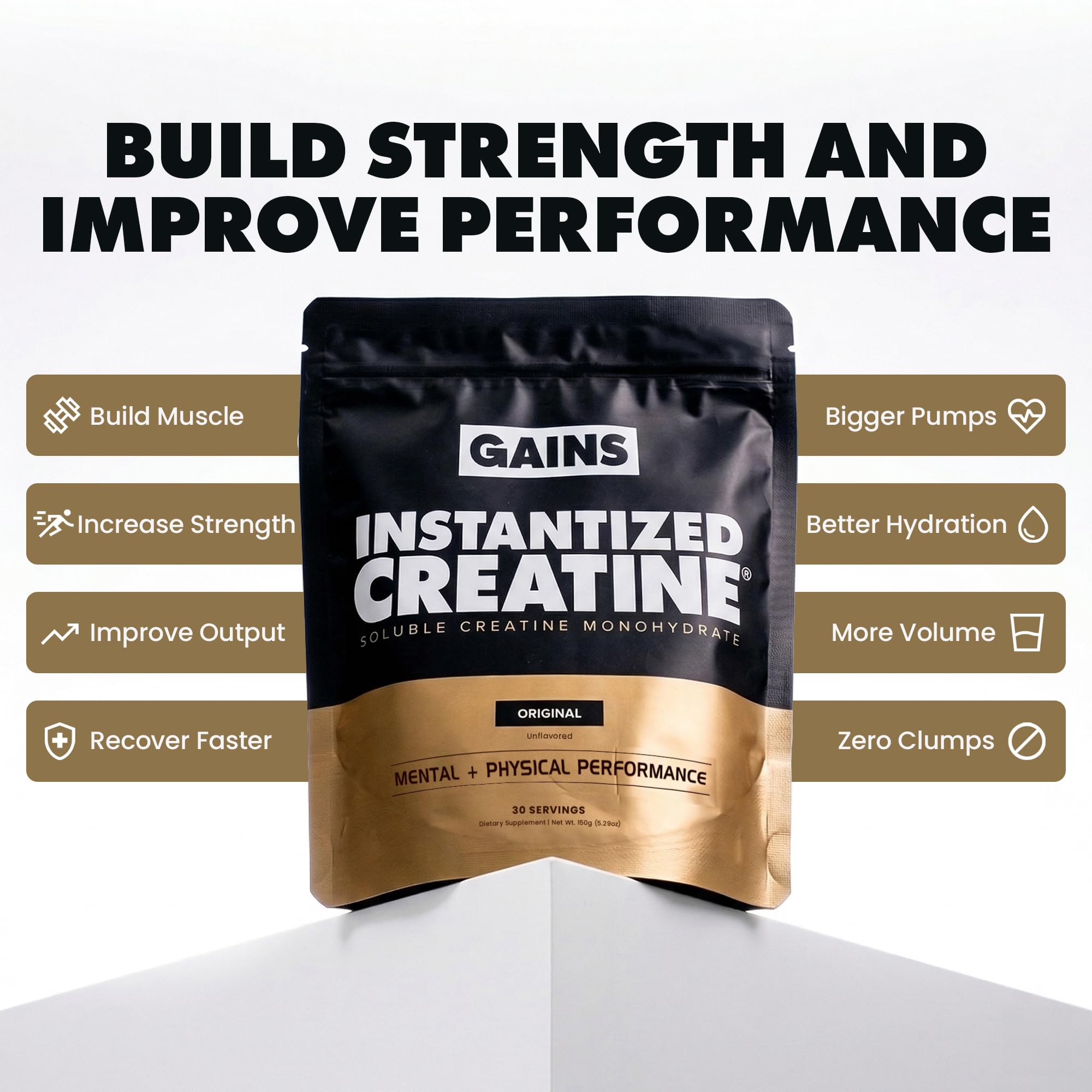 Gains in Bulk polvo de creatina instantizada con textura fina y fácil disolución