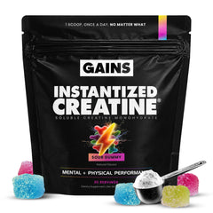 Gains in Bulk envase frontal Sour Gummy, visual atractivo y claro