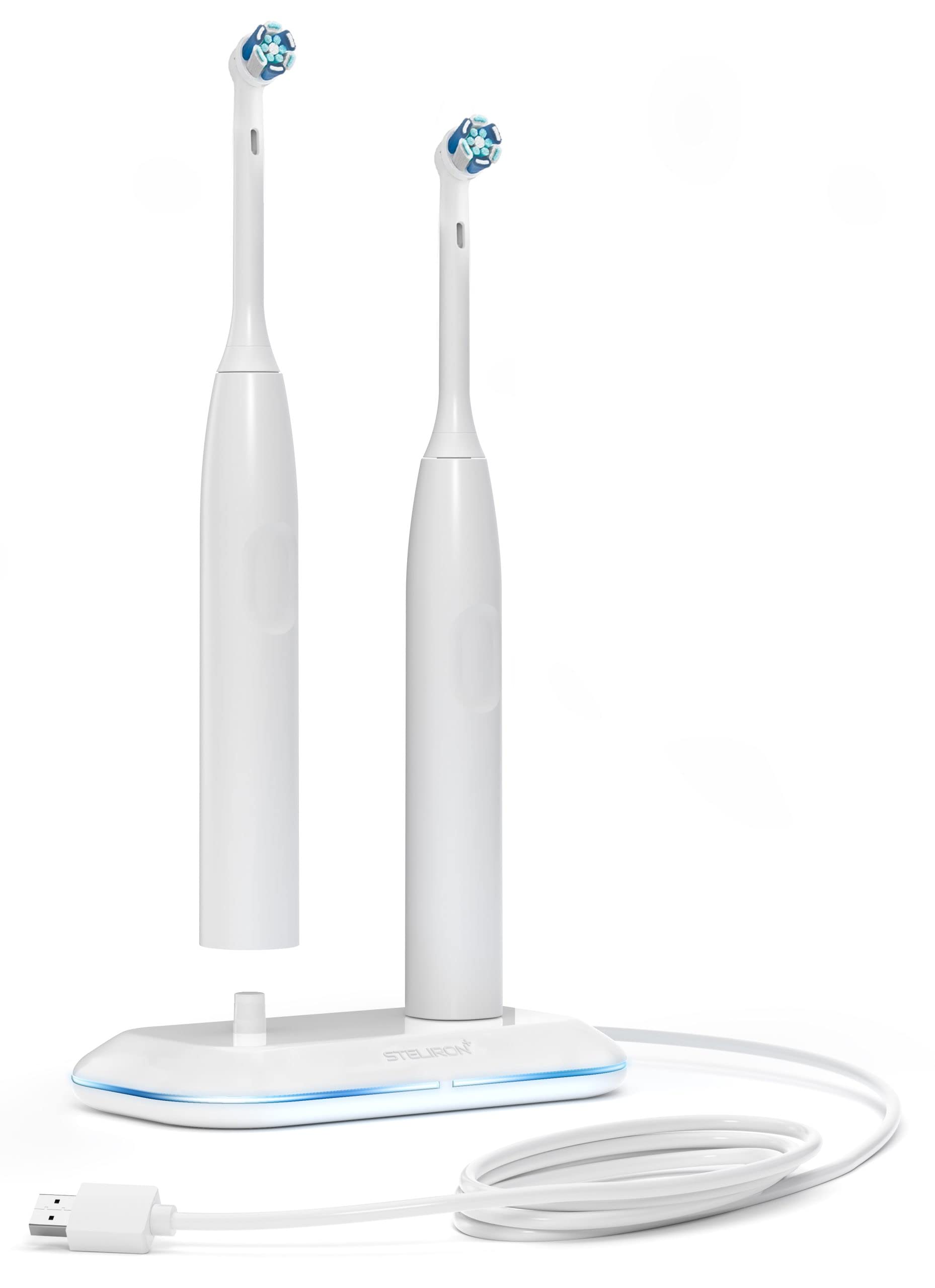 GALVANOX cargador dual frontal mostrando dos cepillos y orden
