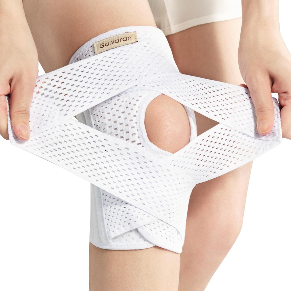 Galvaran rodillera frontal mostrando ajuste y cobertura para soporte seguro