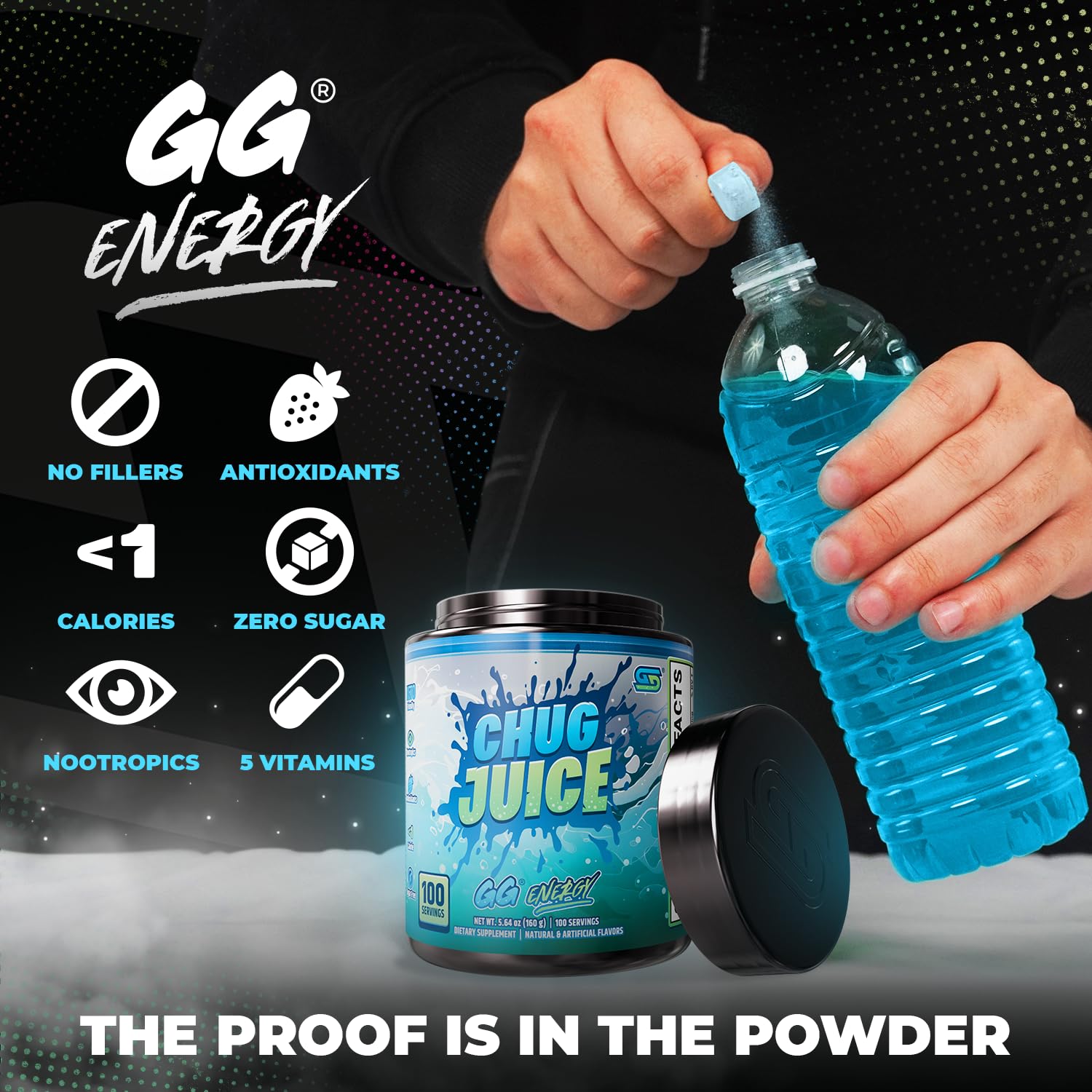 Gamer Supps vaso con bebida preparada mostrando color y refresco instantáneo