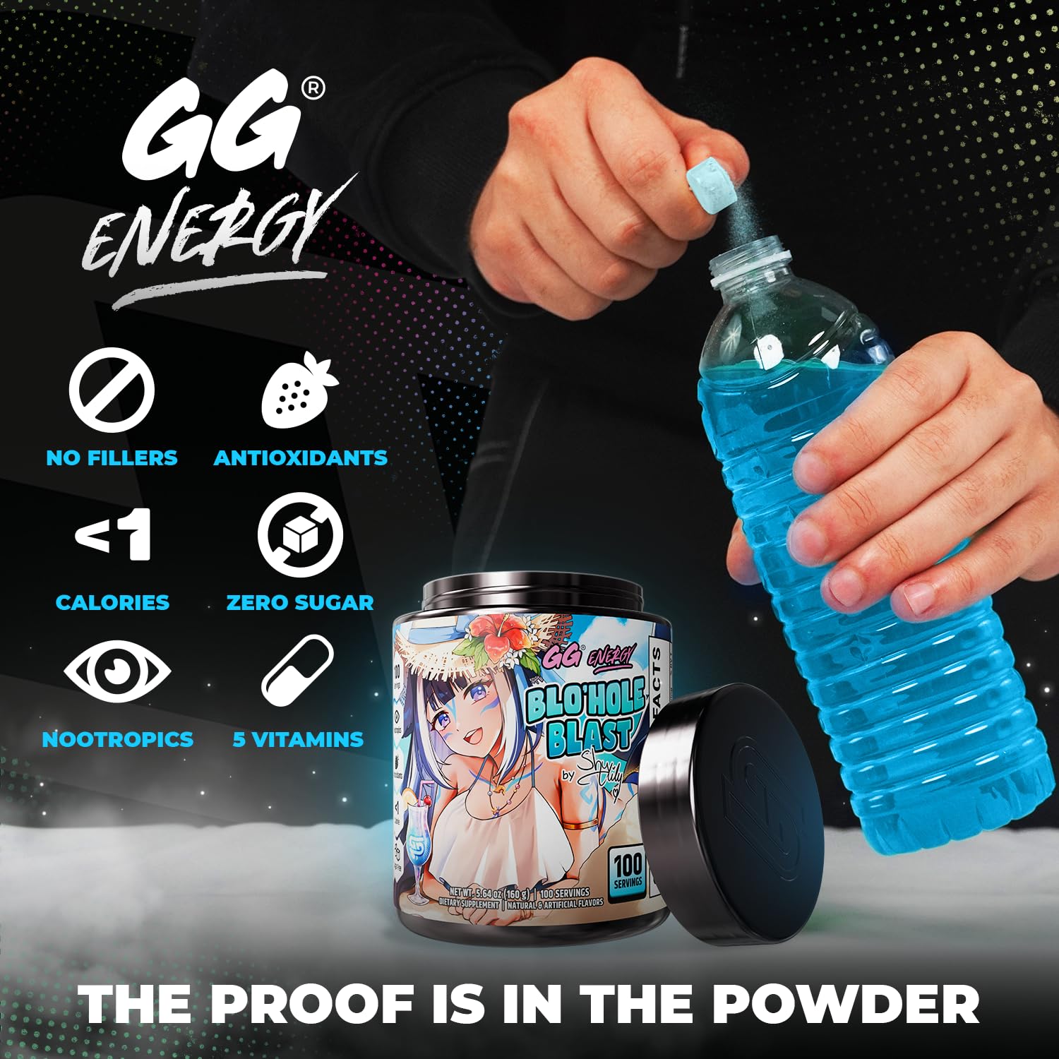 Gamer Supps mezcla en shaker durante uso, energía y enfoque listos