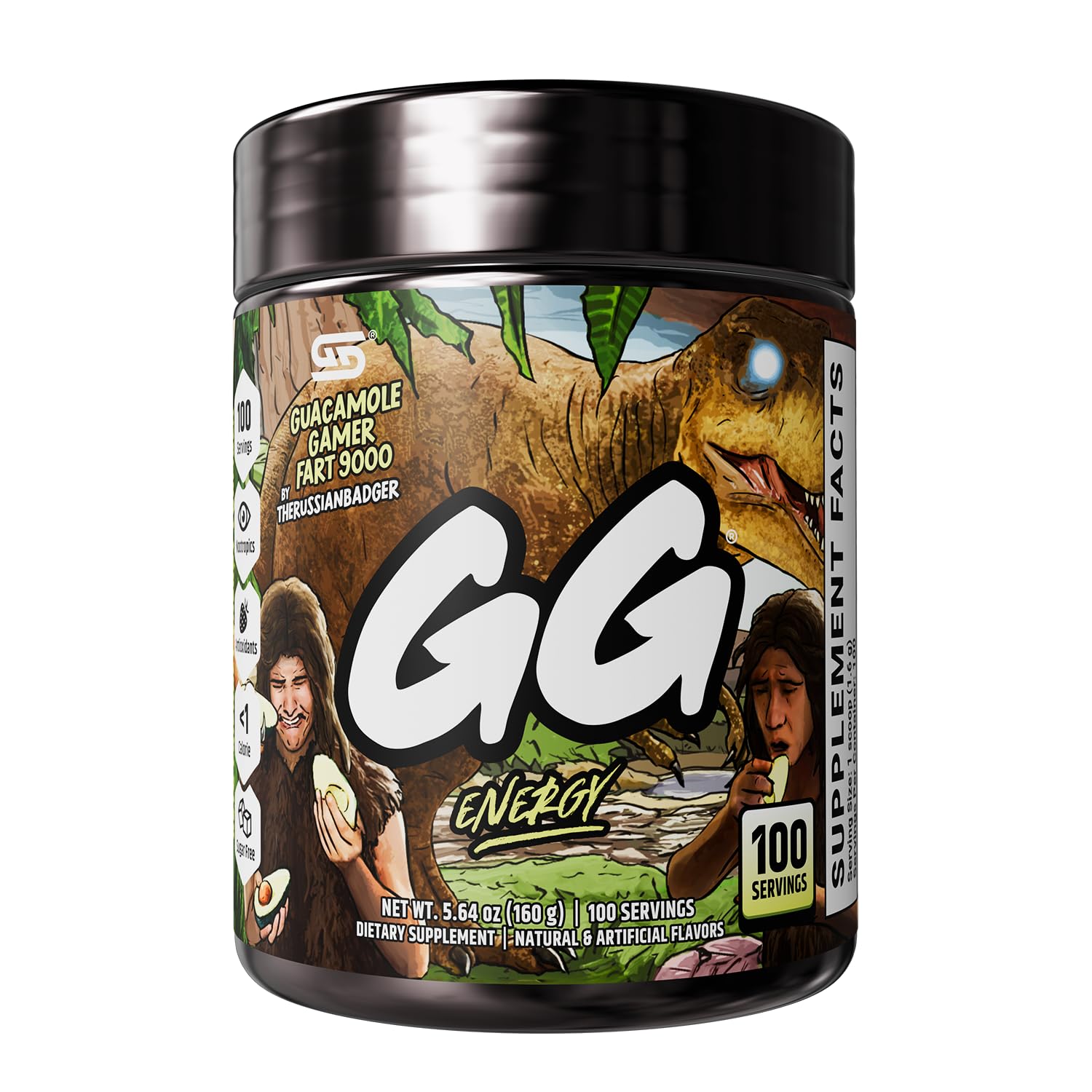 Gamer Supps bote frontal mostrando la marca y servicio, beneficio claridad rápida