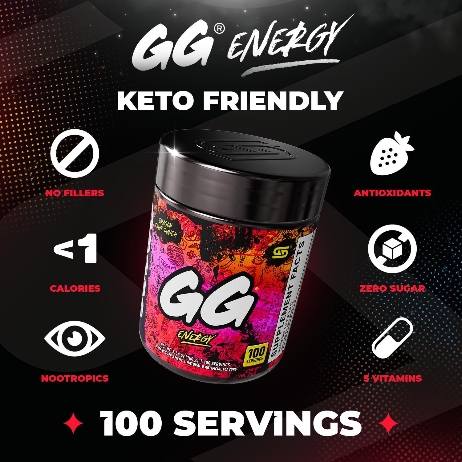 Gamer Supps textura del polvo Dragonfruit Punch mostrando color y mezcla concentrada