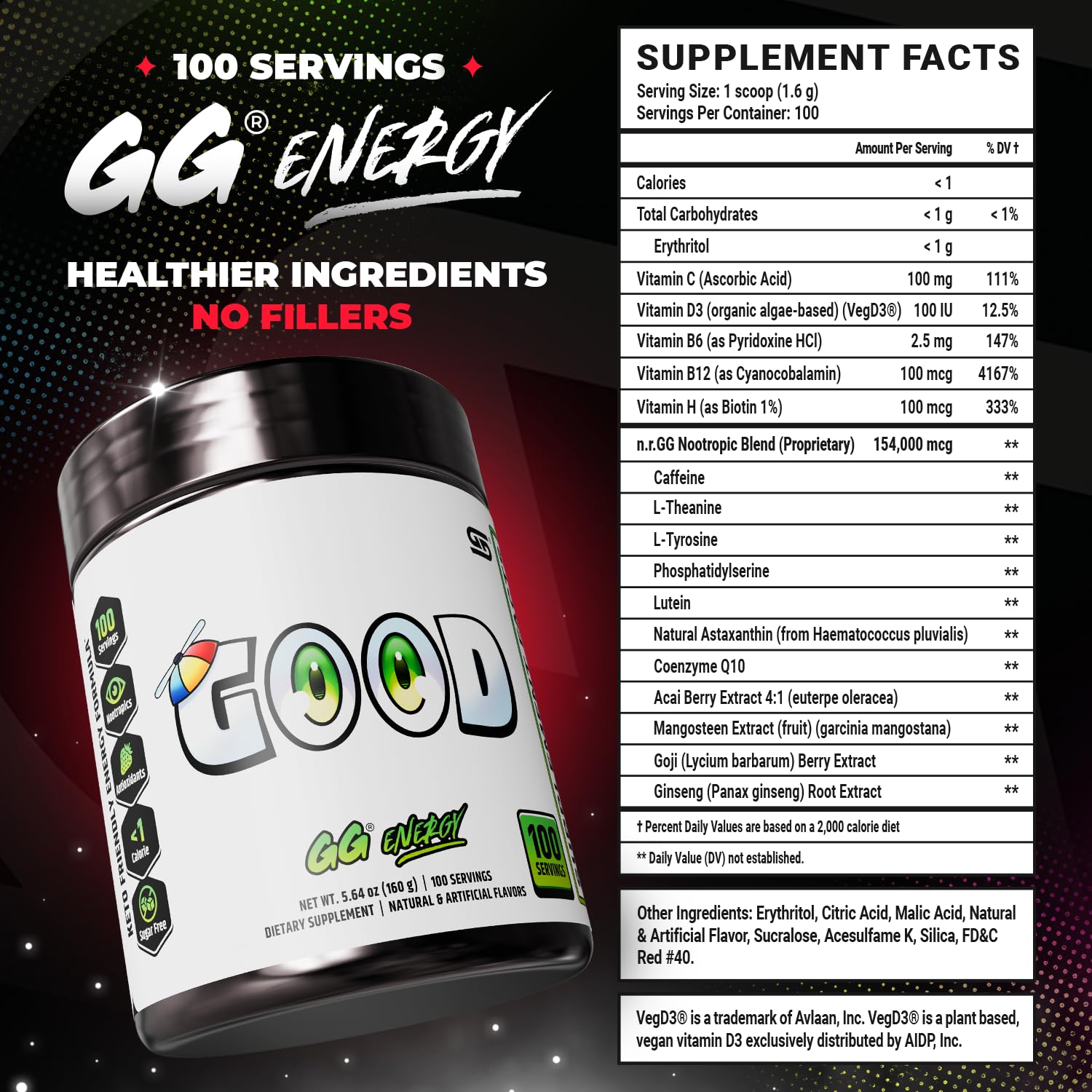 Gamer Supps GG Energy en escena de jugador ofreciendo enfoque prolongado