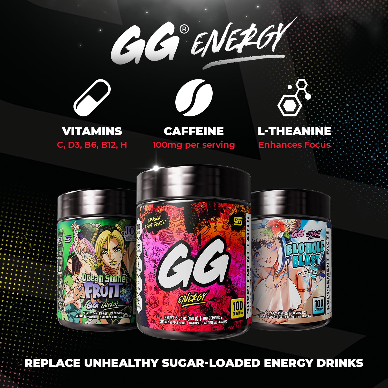 Gamer Supps etiqueta con vitaminas y mezcla nootrópica clara y sin rellenos