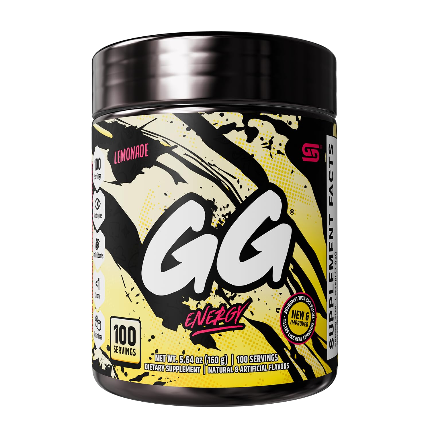 Gamer Supps frente del tubo mostrando 100 porciones y sabor limonada