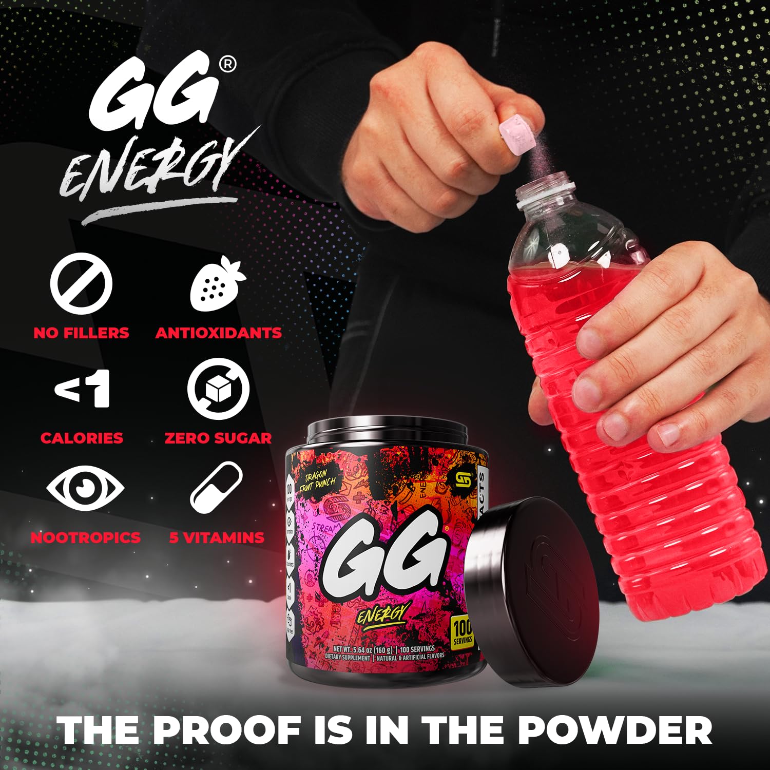 Gamer Supps bebida preparada en vaso frío lista para consumo, aporta enfoque sostenido