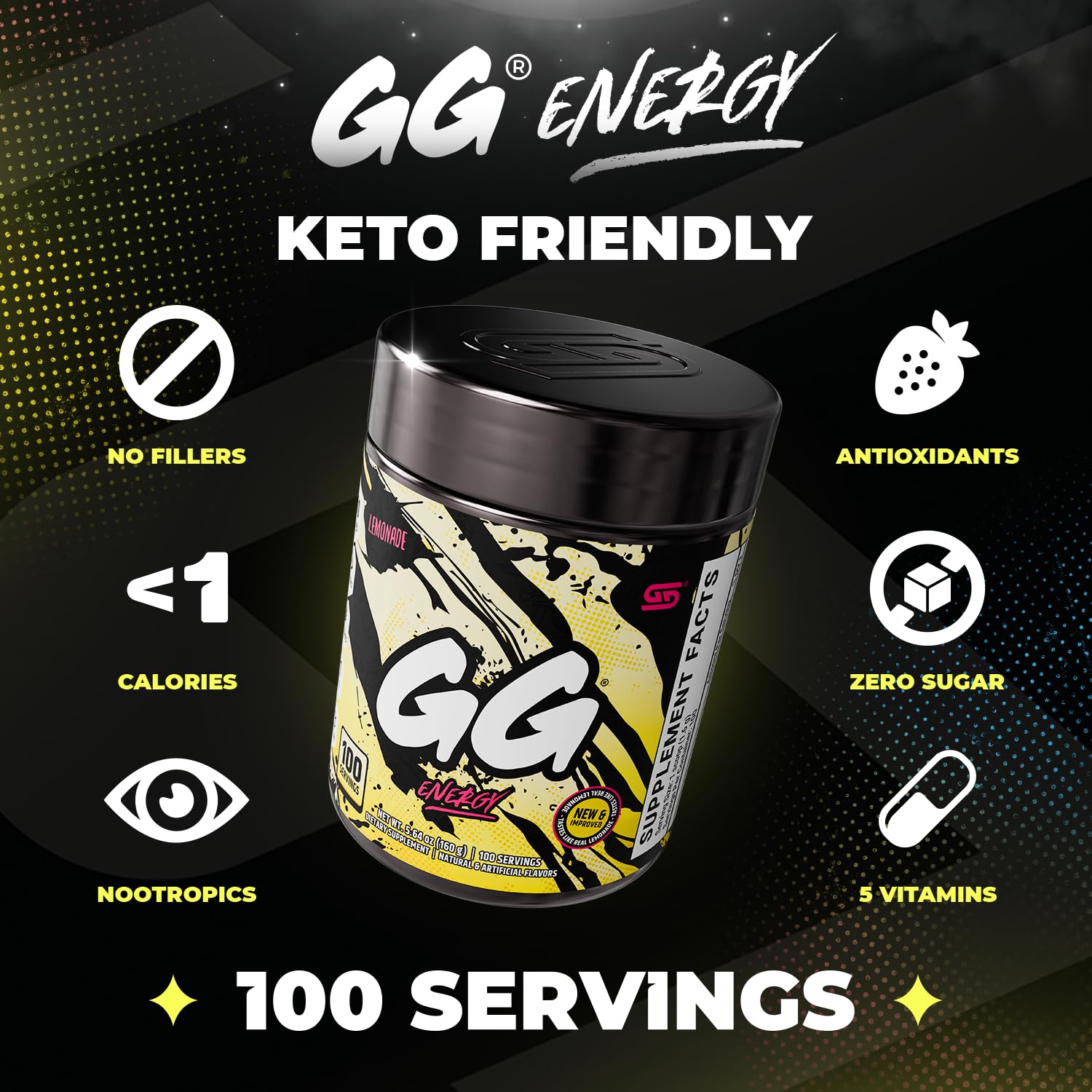 Gamer Supps polvo en primer plano con textura fina para disolución rápida