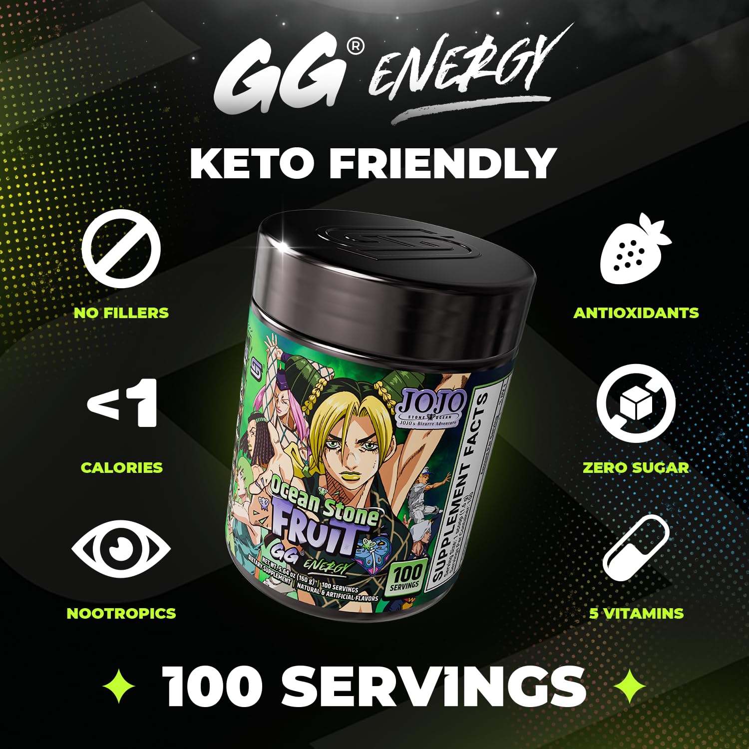 Gamer Supps polvo textura en primer plano con mezcla fácil de disolver