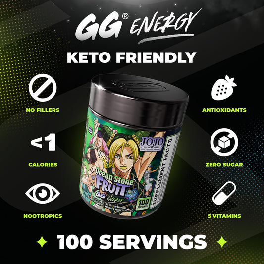 Gamer Supps polvo textura en primer plano con mezcla fácil de disolver