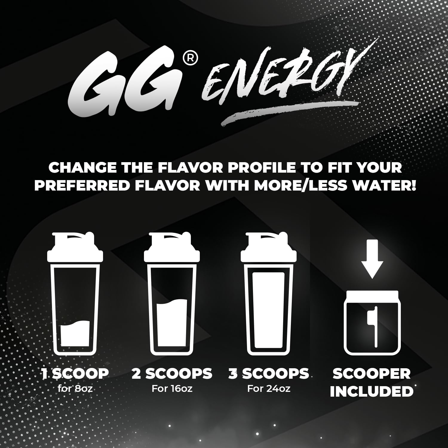 Gamer Supps con medida y cucharilla comparando tamaño y número de porciones