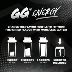Gamer Supps con medida y cucharilla comparando tamaño y número de porciones