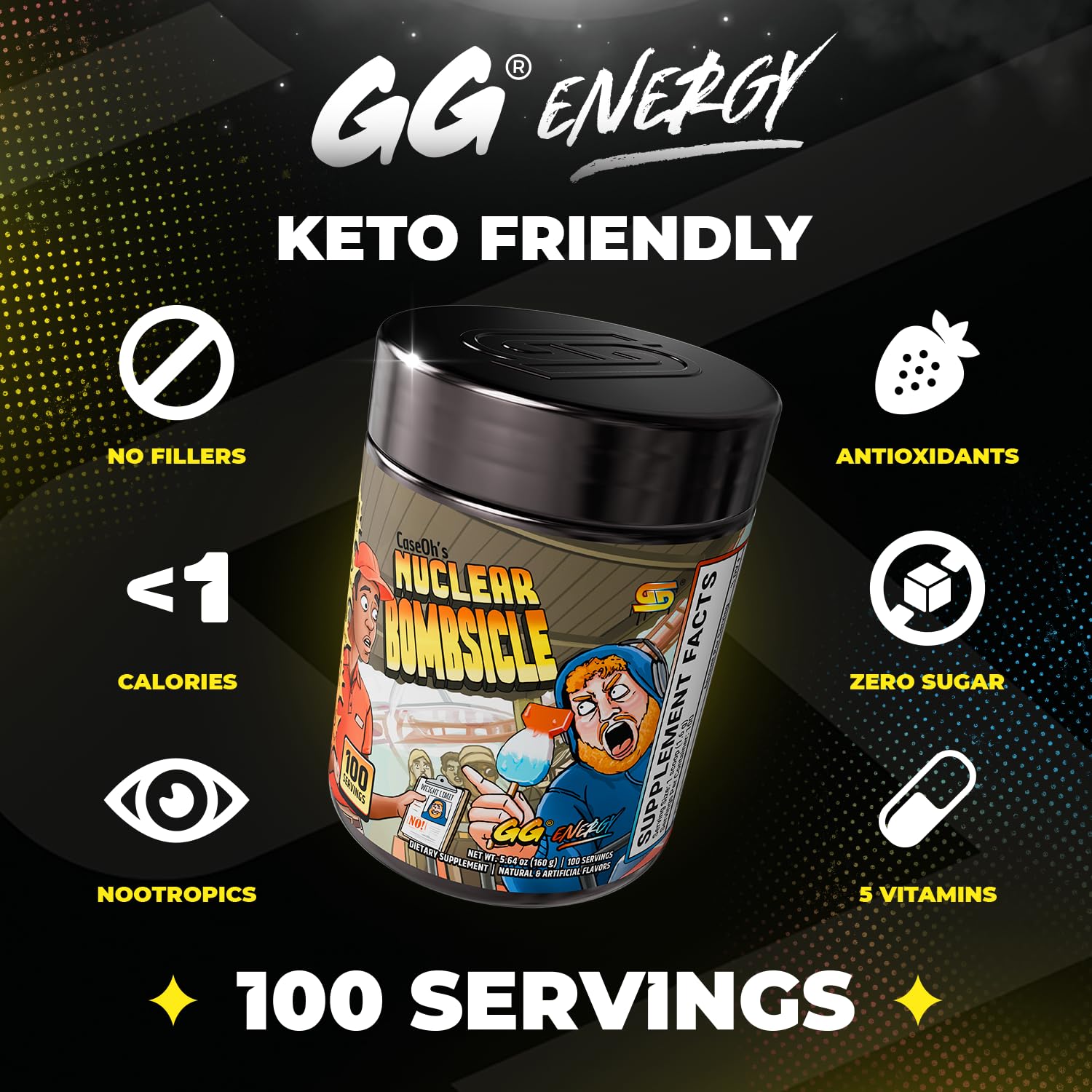 Gamer Supps detalle de etiqueta y tapa, legible para verificar ingredientes